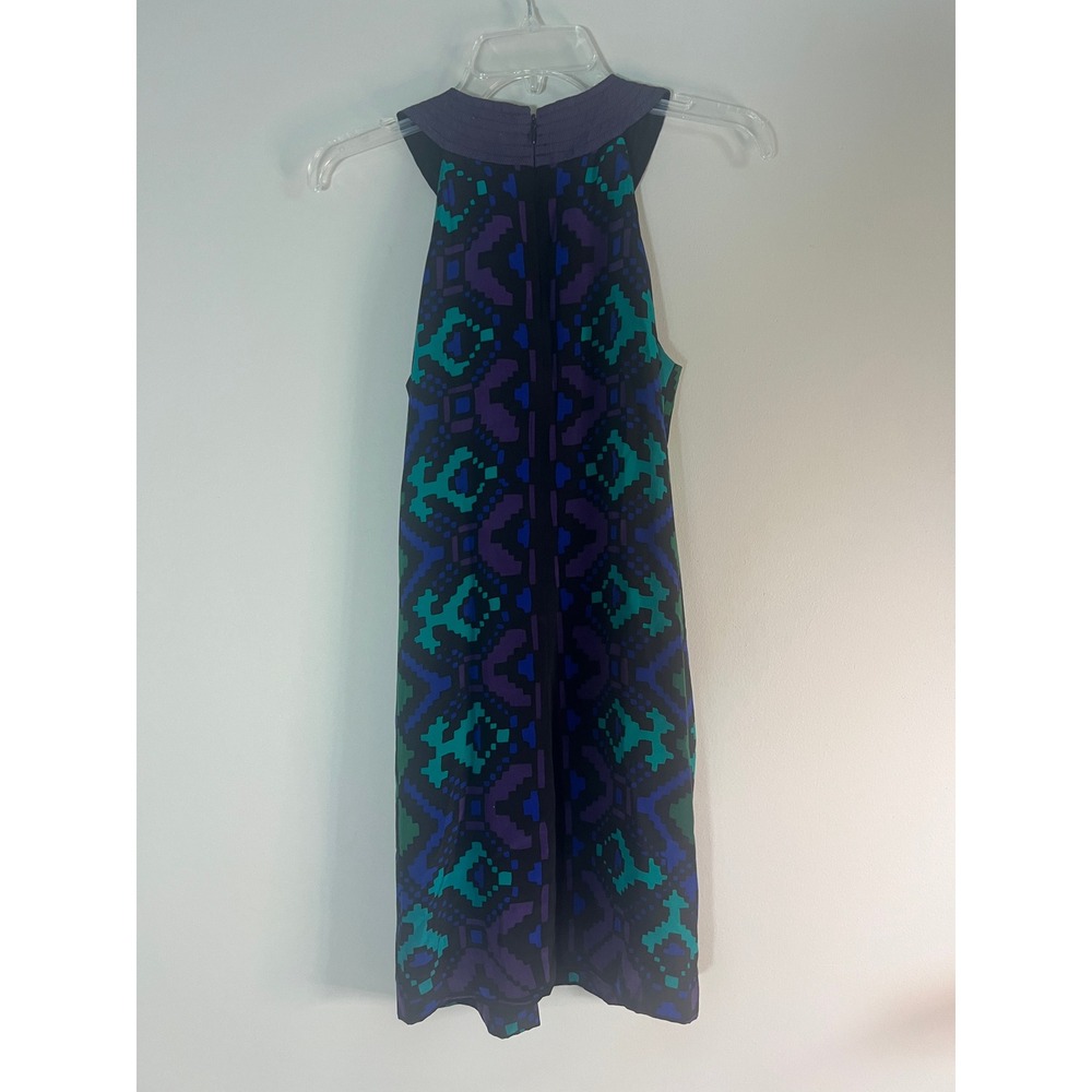 Nicole Miller Collection Silk Geometric Halter Shift Dress BN0219 Blue Green 6 - Picture 5 of 8